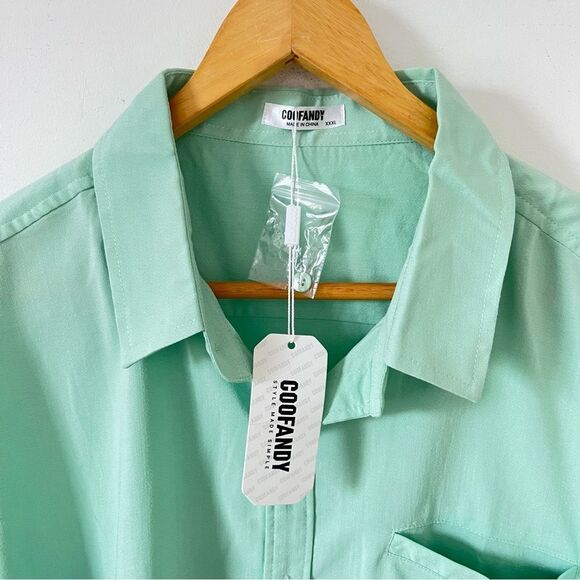 Coofandy NWT Mint Green Short Sleeve Dress Shirt - Picture 7 of 7